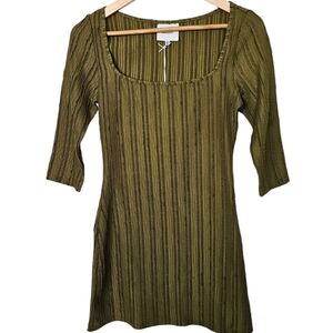 Reformation Liz Knit Mini Dress Olive Green Size XS New With Tags